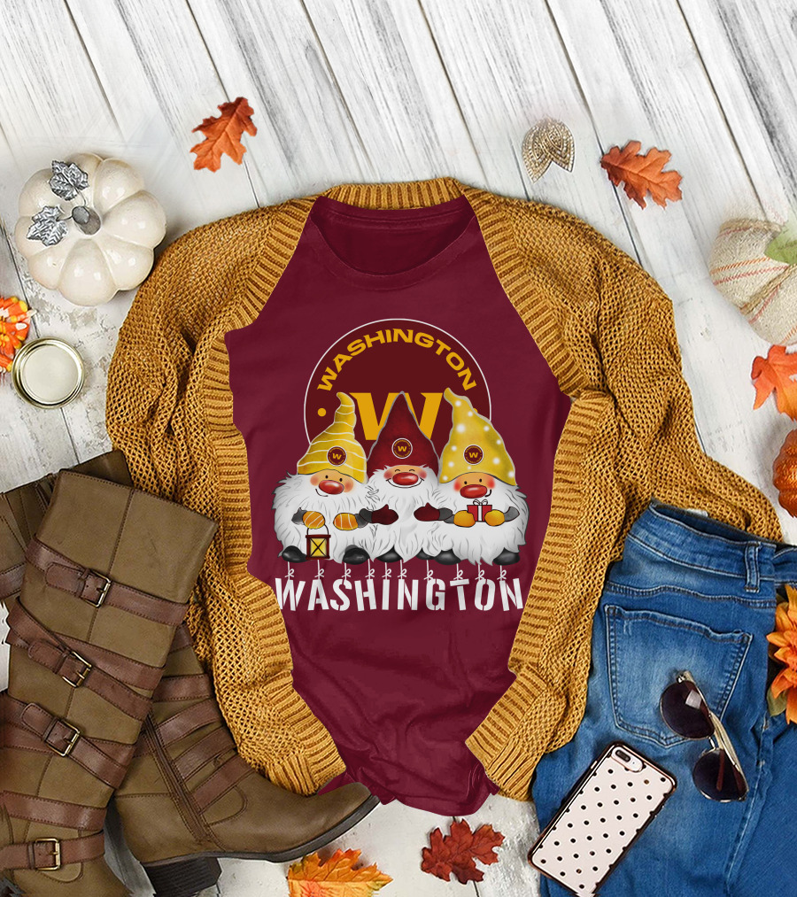 Washington Football Team Christmas Holiday Gnomes W T-Shirt