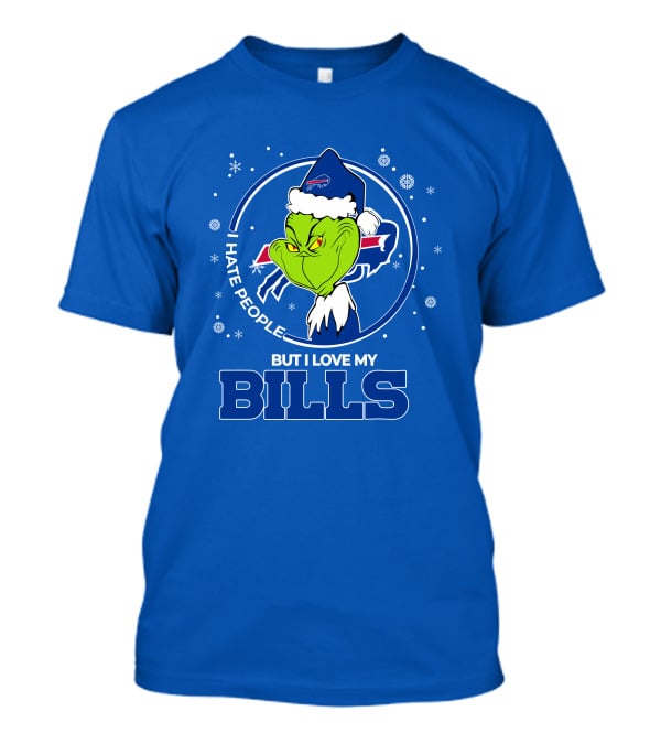 Grinch Christmas I Hate People But I Love My Buffalo Bills T-Shirt