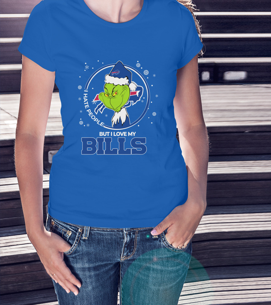Grinch Christmas I Hate People But I Love My Buffalo Bills T-Shirt