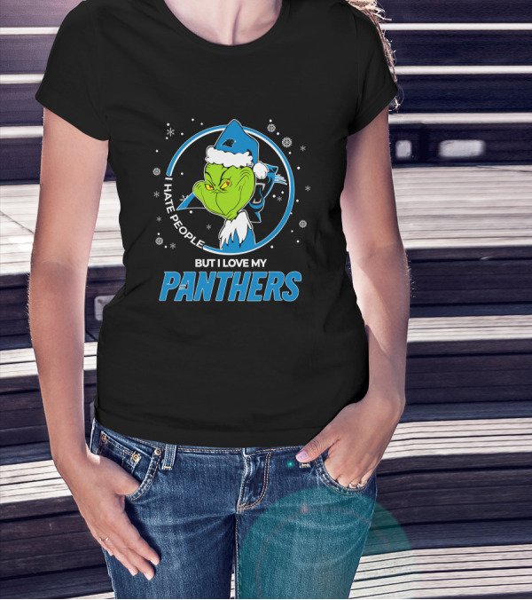Christmas Grinch I Hate People But I Love My Panthers T-Shirt