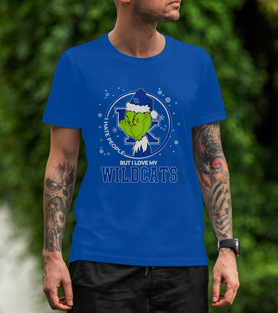 Grinch Santa I Hate People But I Love My Kentucky Wildcats T-Shirt