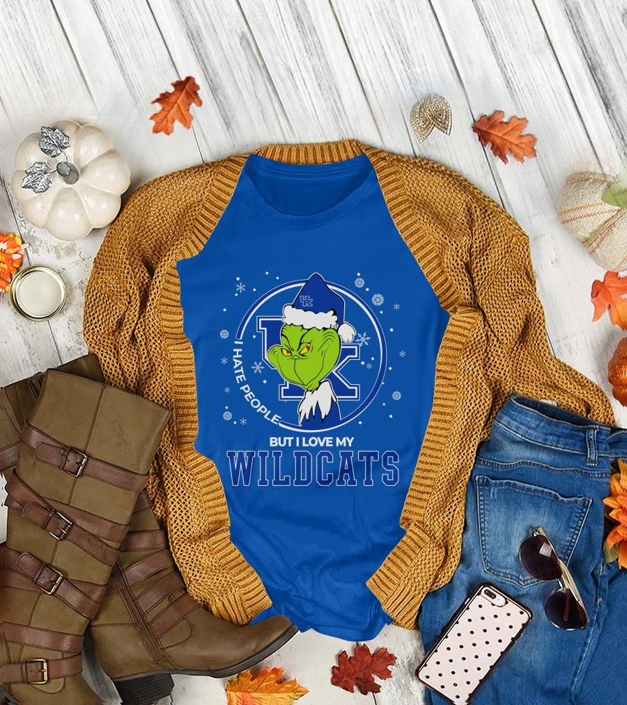 Grinch Santa I Hate People But I Love My Kentucky Wildcats T-Shirt