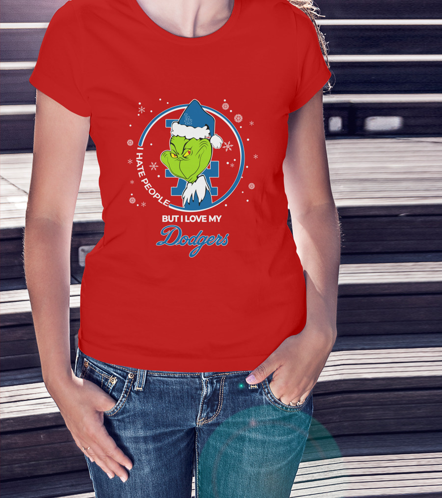 Christmas Grinch I Hate People But I Love My Los Angeles Dodgers T-Shirt