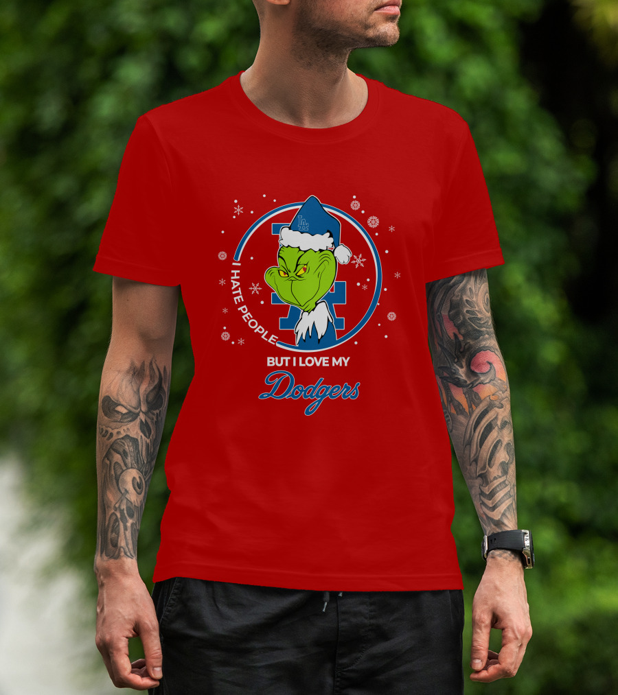Christmas Grinch I Hate People But I Love My Los Angeles Dodgers T-Shirt