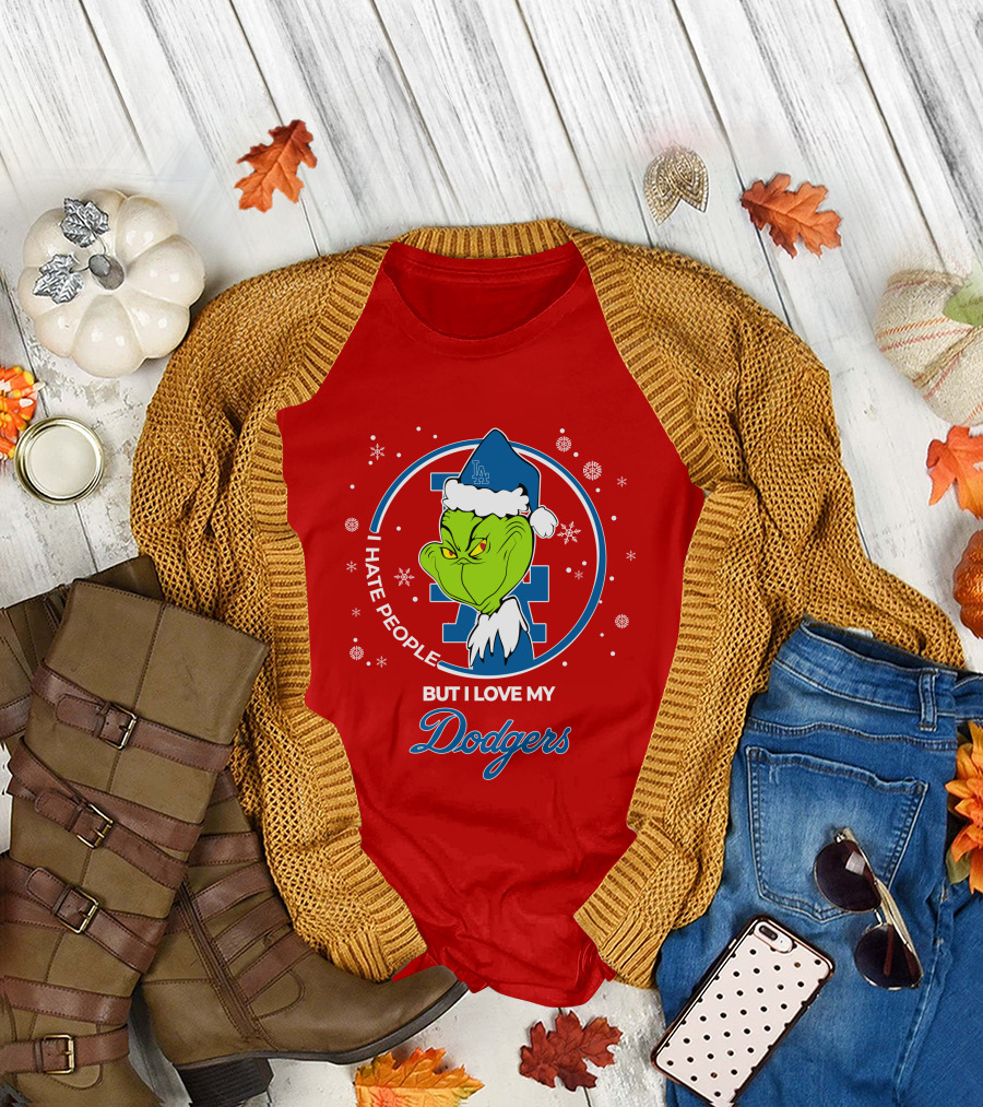 Christmas Grinch I Hate People But I Love My Los Angeles Dodgers T-Shirt