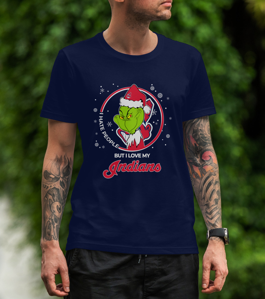 I Hate People But I Love My Indians Christmas Grinch Santa T-Shirt