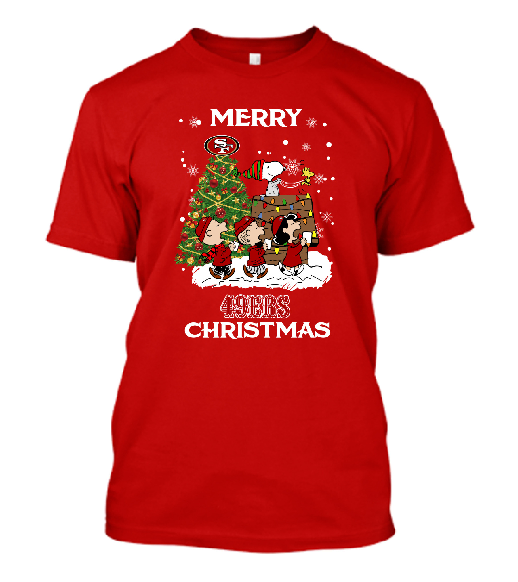 Merry 49ers Christmas San Francisco Peanuts Christmas Tree T-Shirt
