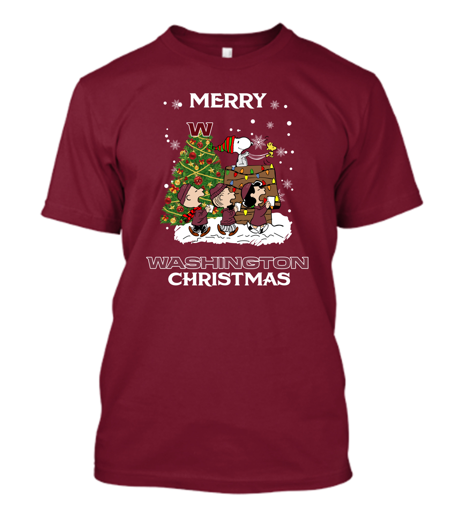 Merry Washington Christmas Tree Featuring Peanut Characters T-Shirt