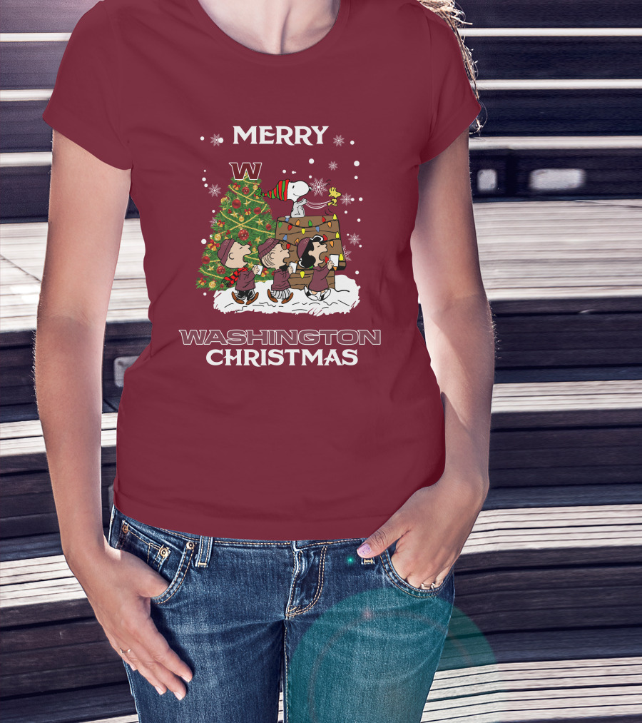 Merry Washington Christmas Tree Featuring Peanut Characters T-Shirt