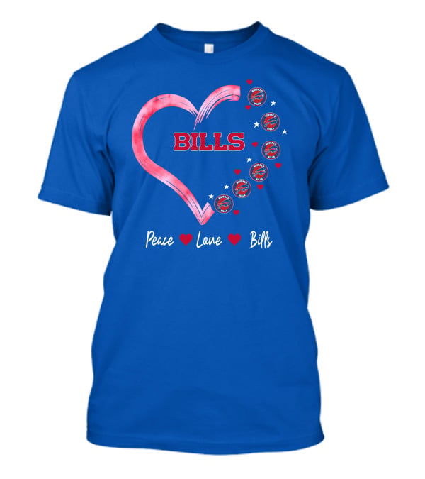 Peace Love Bills Heart Logo Buffalo Bills T-Shirt