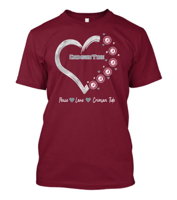 Peace Love Heart Alabama Crimson Tide T-Shirt