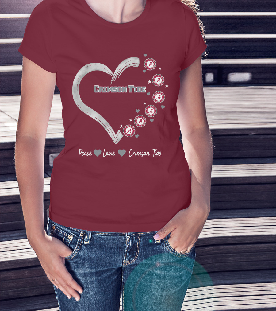 Peace Love Heart Alabama Crimson Tide T-Shirt