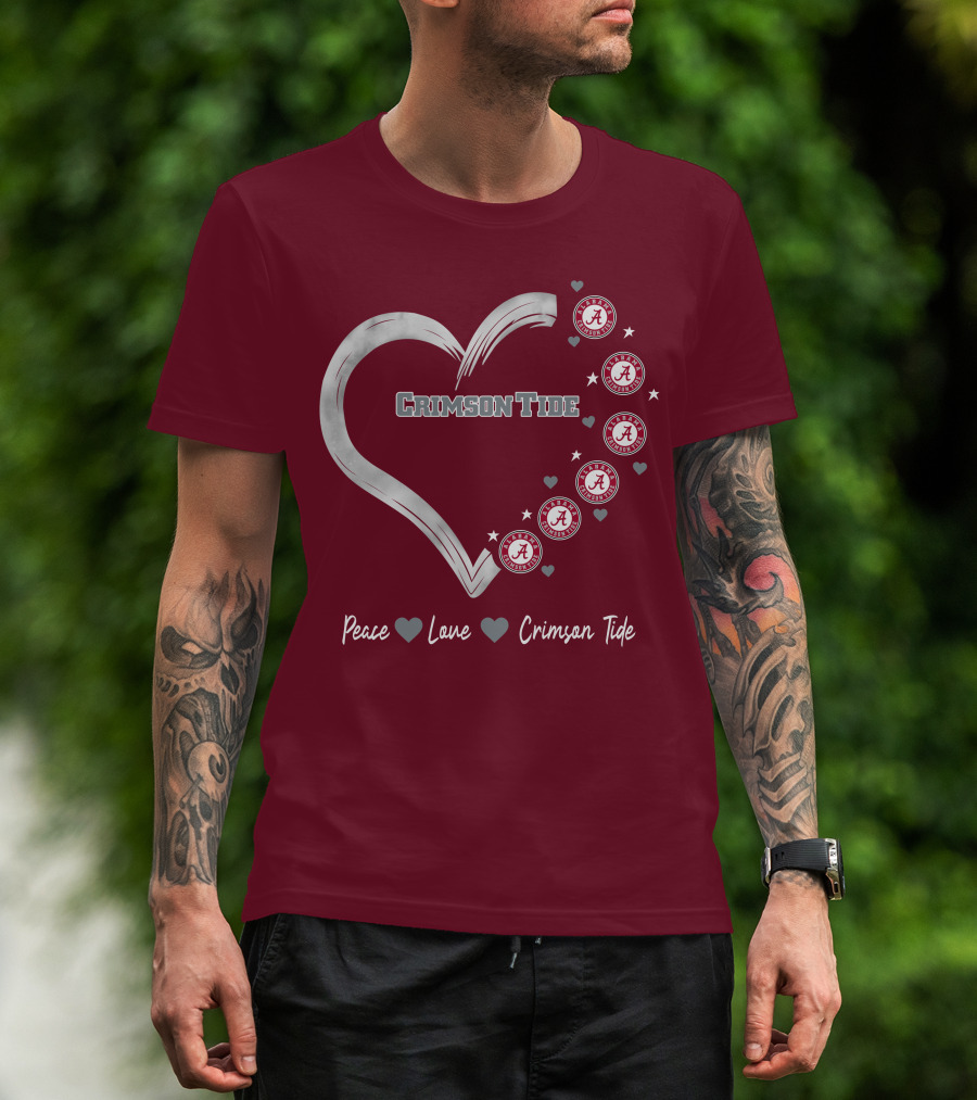 Peace Love Heart Alabama Crimson Tide T-Shirt
