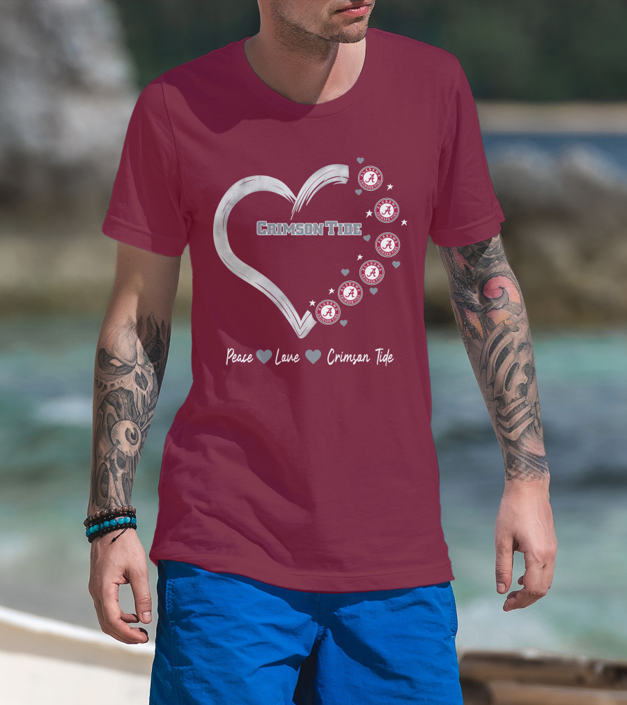 Peace Love Heart Alabama Crimson Tide T-Shirt