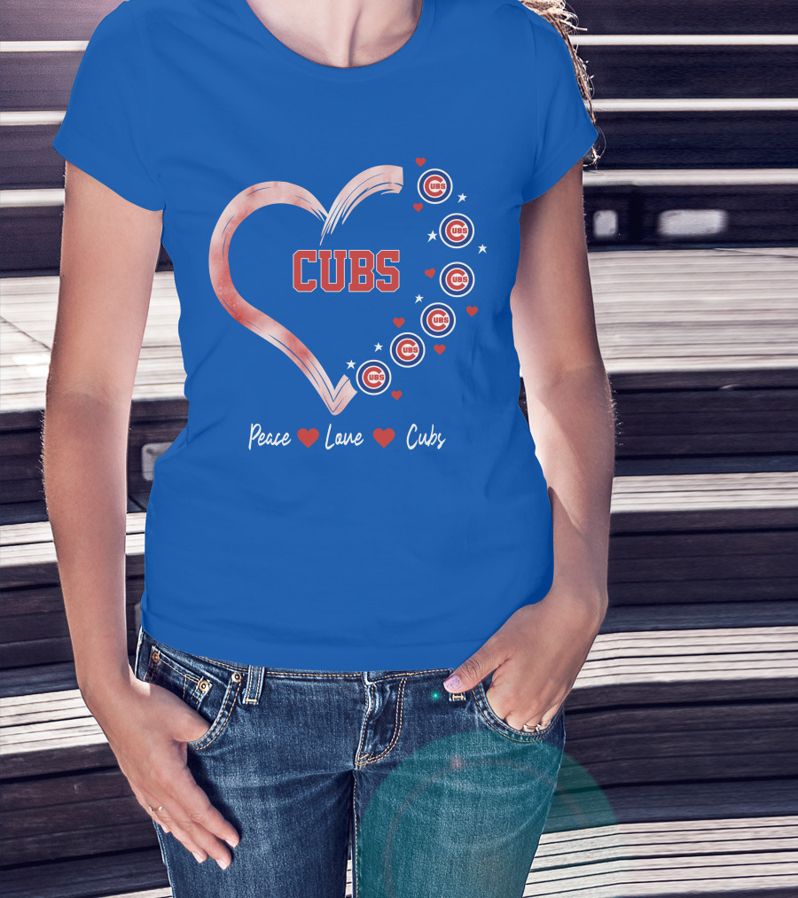 Peace Love Heart Cubs Chicago Cubs T-Shirt