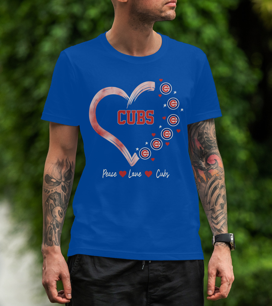 Peace Love Heart Cubs Chicago Cubs T-Shirt