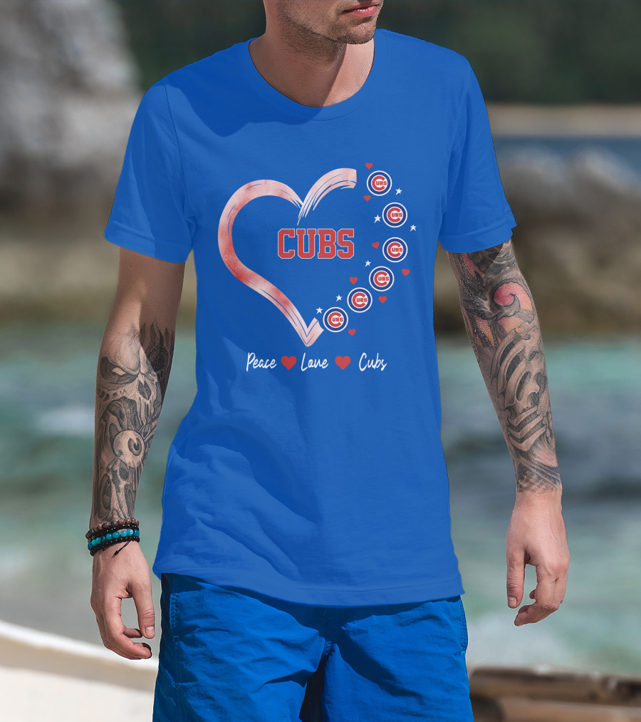 Peace Love Heart Cubs Chicago Cubs T-Shirt
