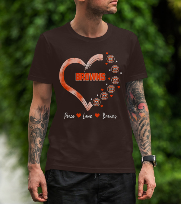 Peace Love Heart Browns Cleveland Browns T-Shirt