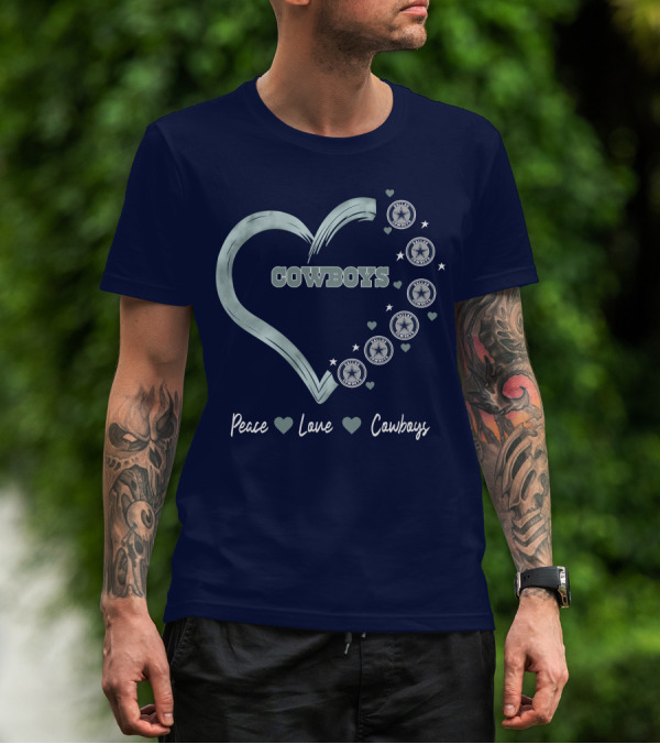 Peace Love Heart Cowboys Dallas Cowboys Stars T-Shirt