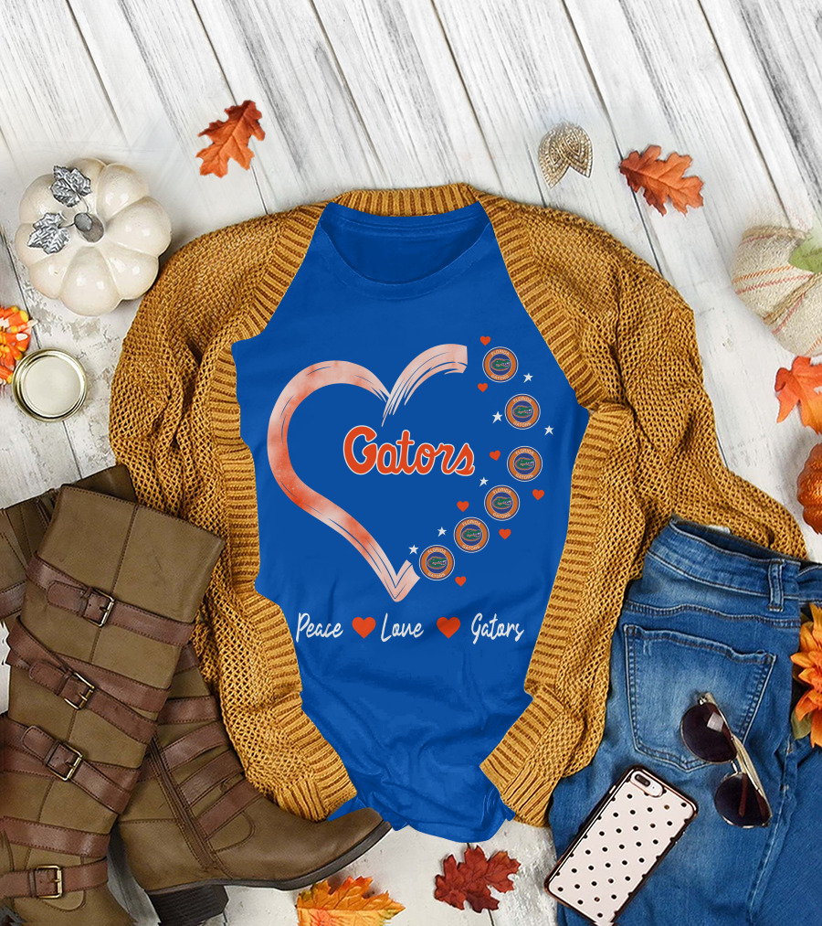Peace Love Gators Heart Florida Gators T-Shirt