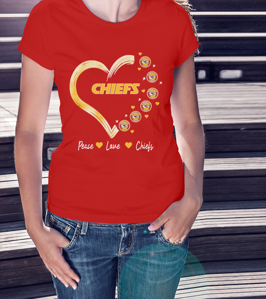 Peace Love Kansas City Chiefs Heart T-Shirt