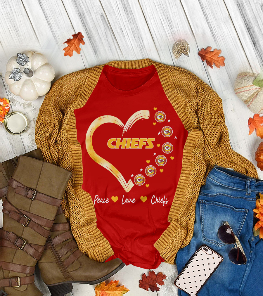 Peace Love Kansas City Chiefs Heart T-Shirt