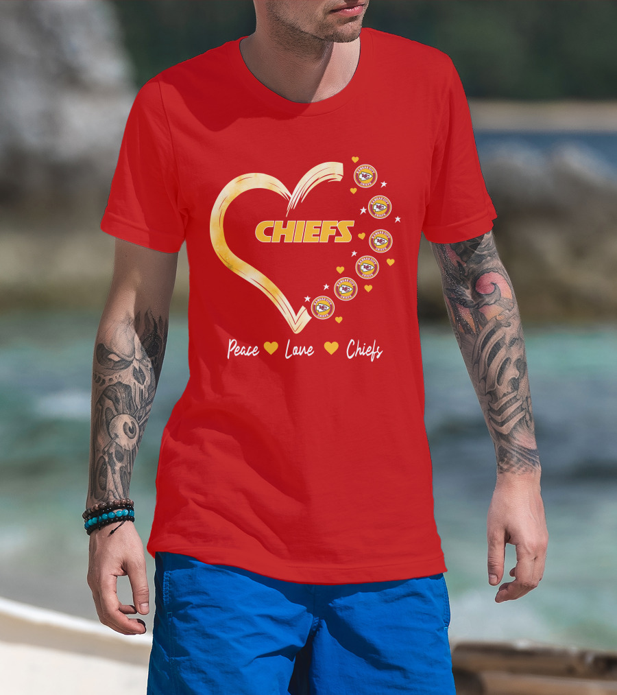 Peace Love Kansas City Chiefs Heart T-Shirt