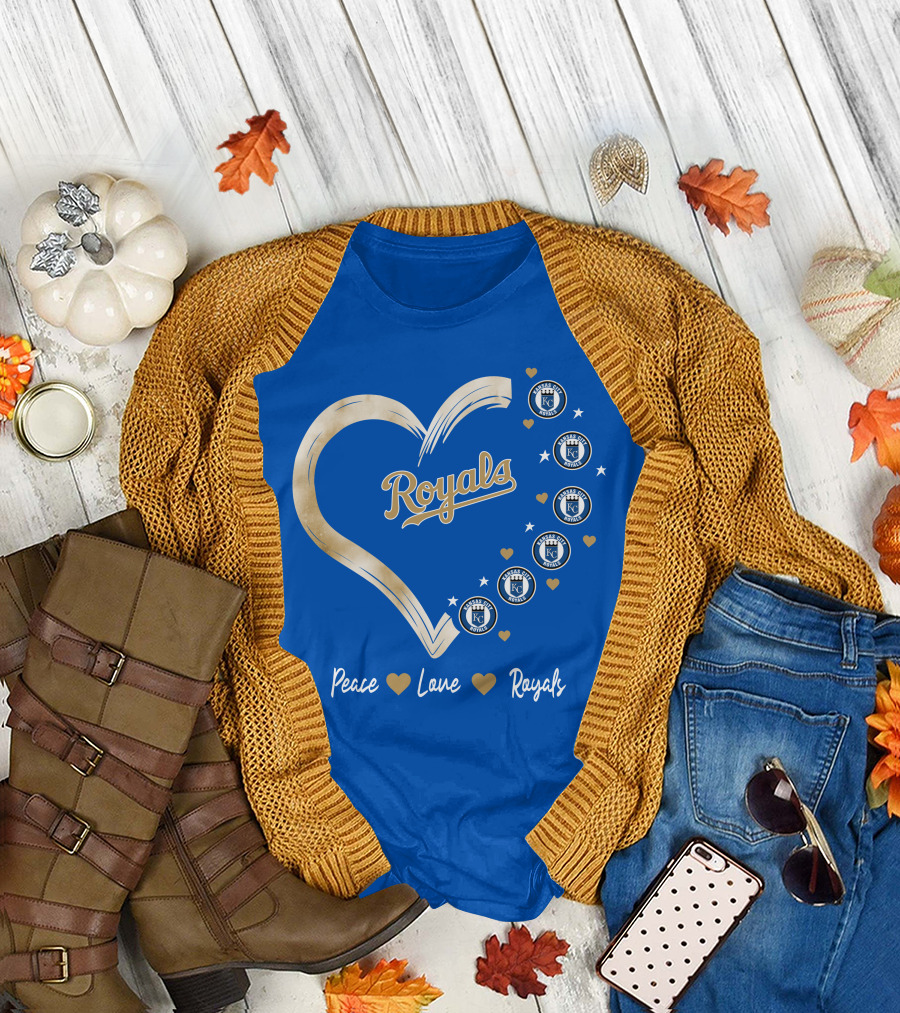 Peace Love Royals Kansas City Royals Heart T-Shirt