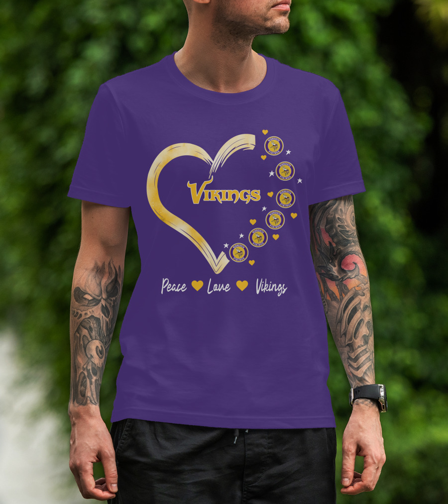 Peace Love Minnesota Vikings Heart T-Shirt