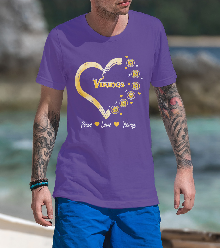Peace Love Minnesota Vikings Heart T-Shirt