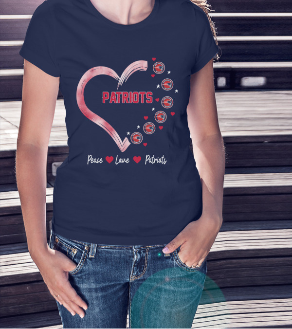 Patriots Peace Love Heart T-Shirt