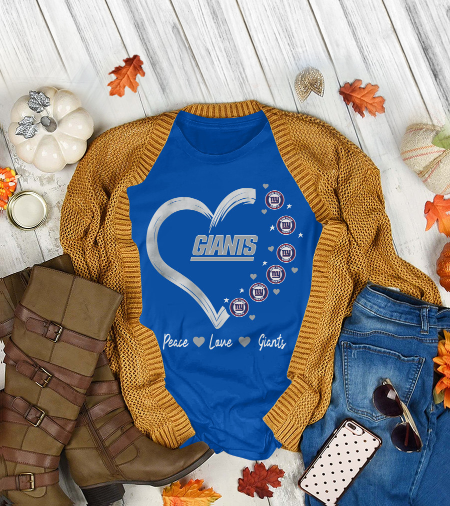 Peace Love Giants New York Giants Heart T-Shirt