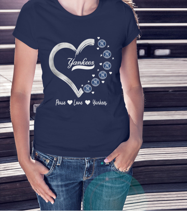 Peace Love Yankees Heart With New York T-Shirt