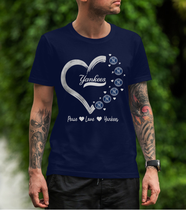 Peace Love Yankees Heart With New York T-Shirt