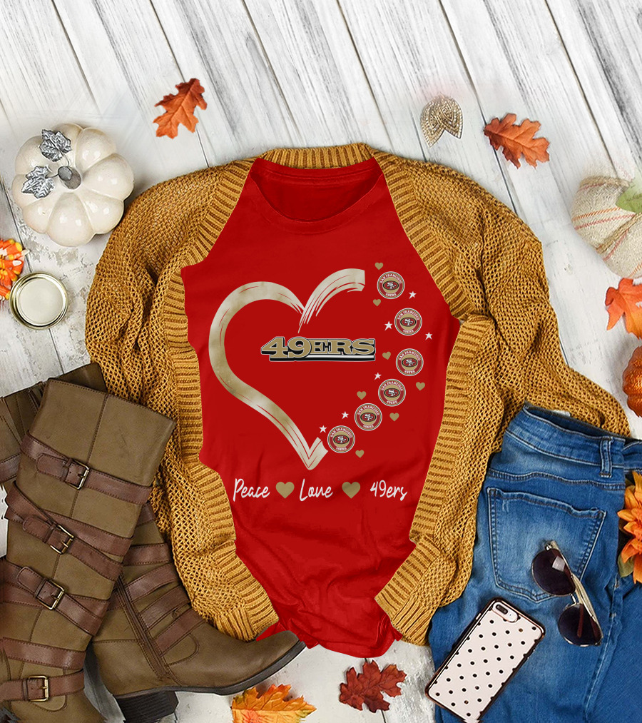 Peace Love Heart San Francisco 49ers Football Team T-Shirt