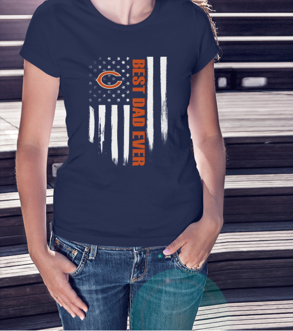Chicago Bears Best Dad Ever American Flag T-Shirt