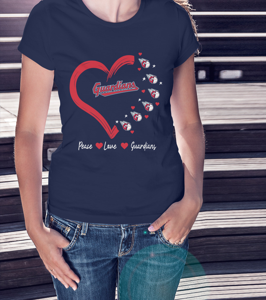 Peace Love Guardians Heart And Baseball T-Shirt