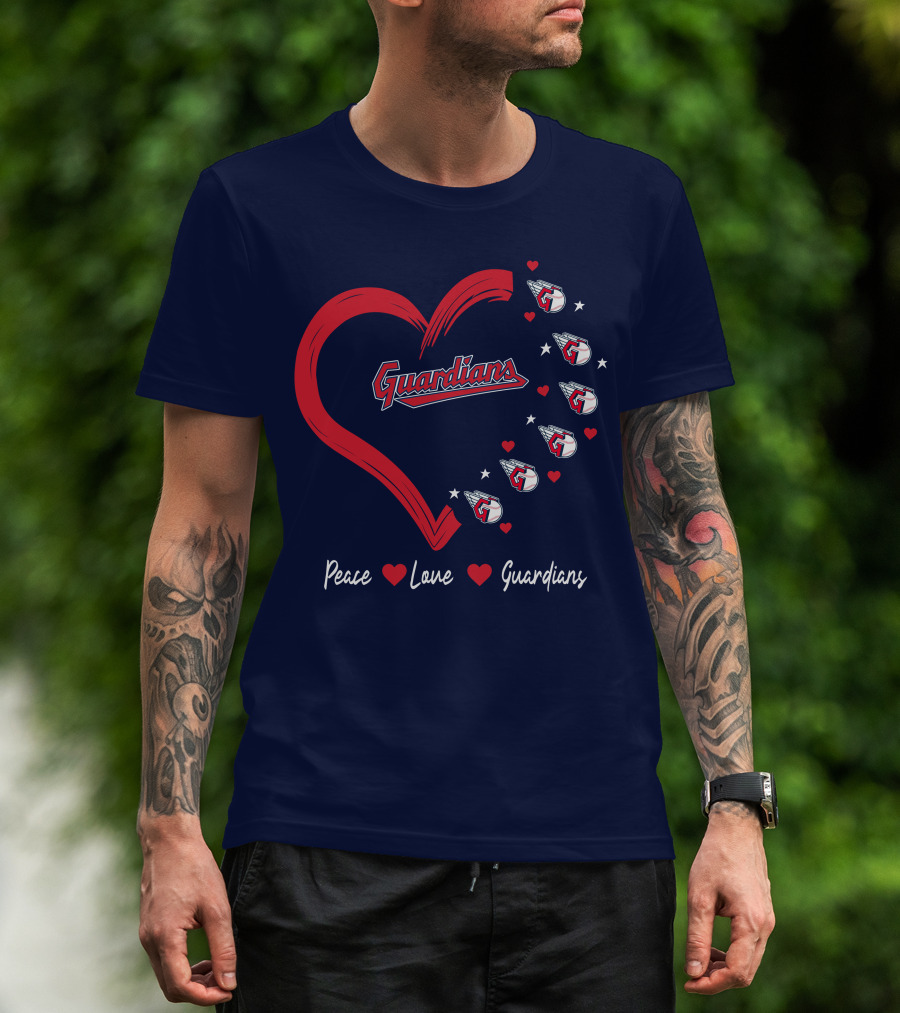 Peace Love Guardians Heart And Baseball T-Shirt