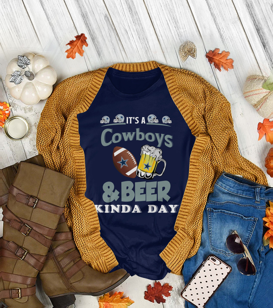 Dallas Cowboys Football Beer Kinda Day Football Helmet Star Mug T-Shirt