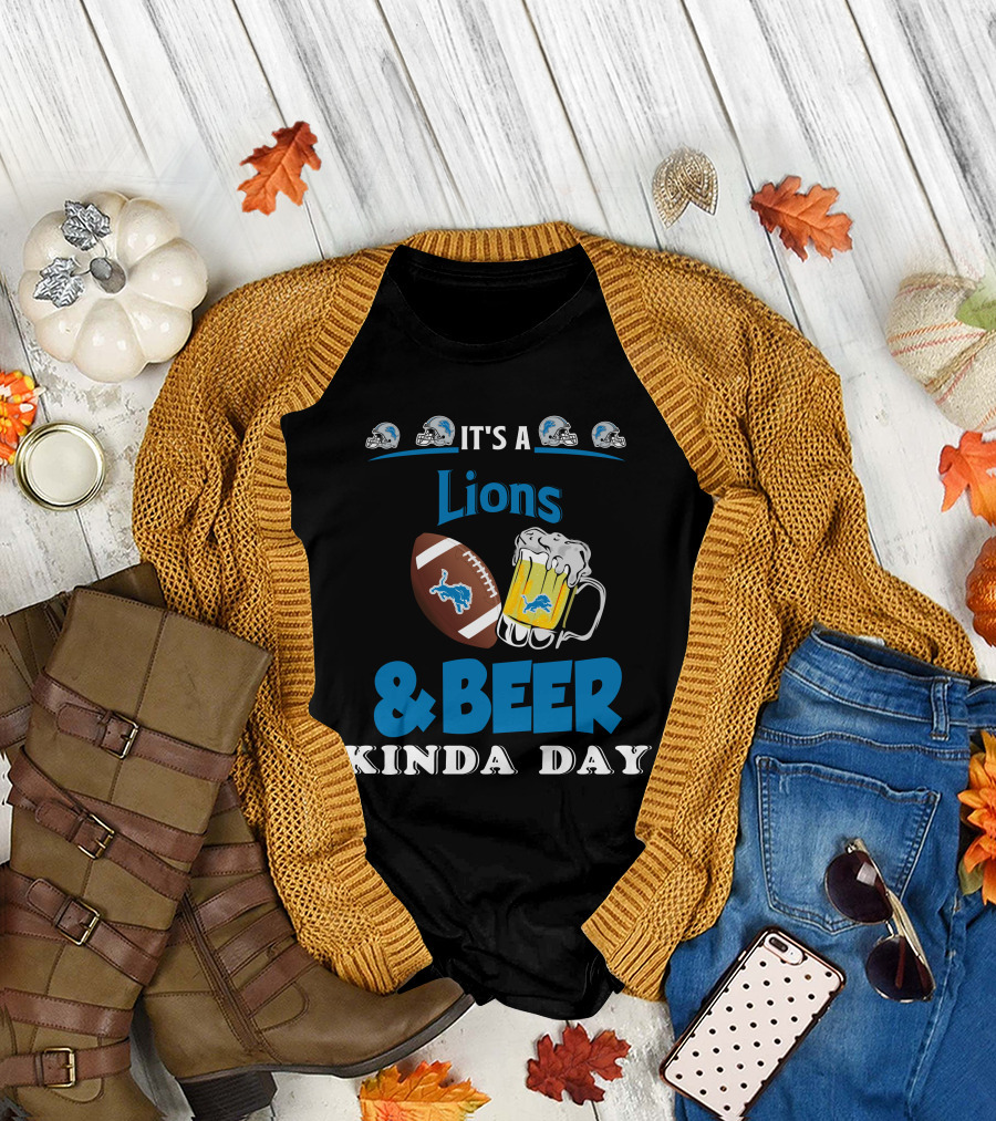 Detroit Lions Football and Beer Celebration Day T-Shirt