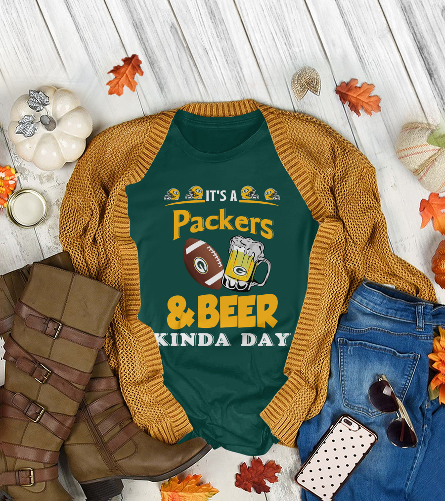 Green Bay Packers Football and Beer Kinda Day T-Shirt