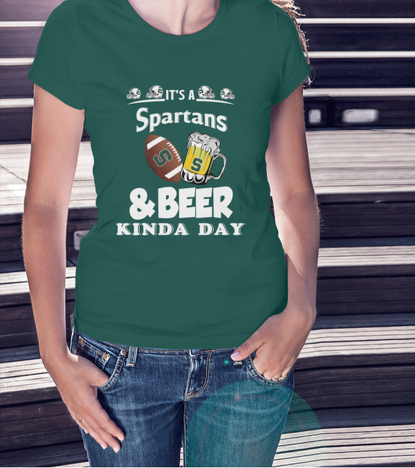 It's A Spartans Football And Beer Kinda Day With Michigan State Helmets T-Shirt