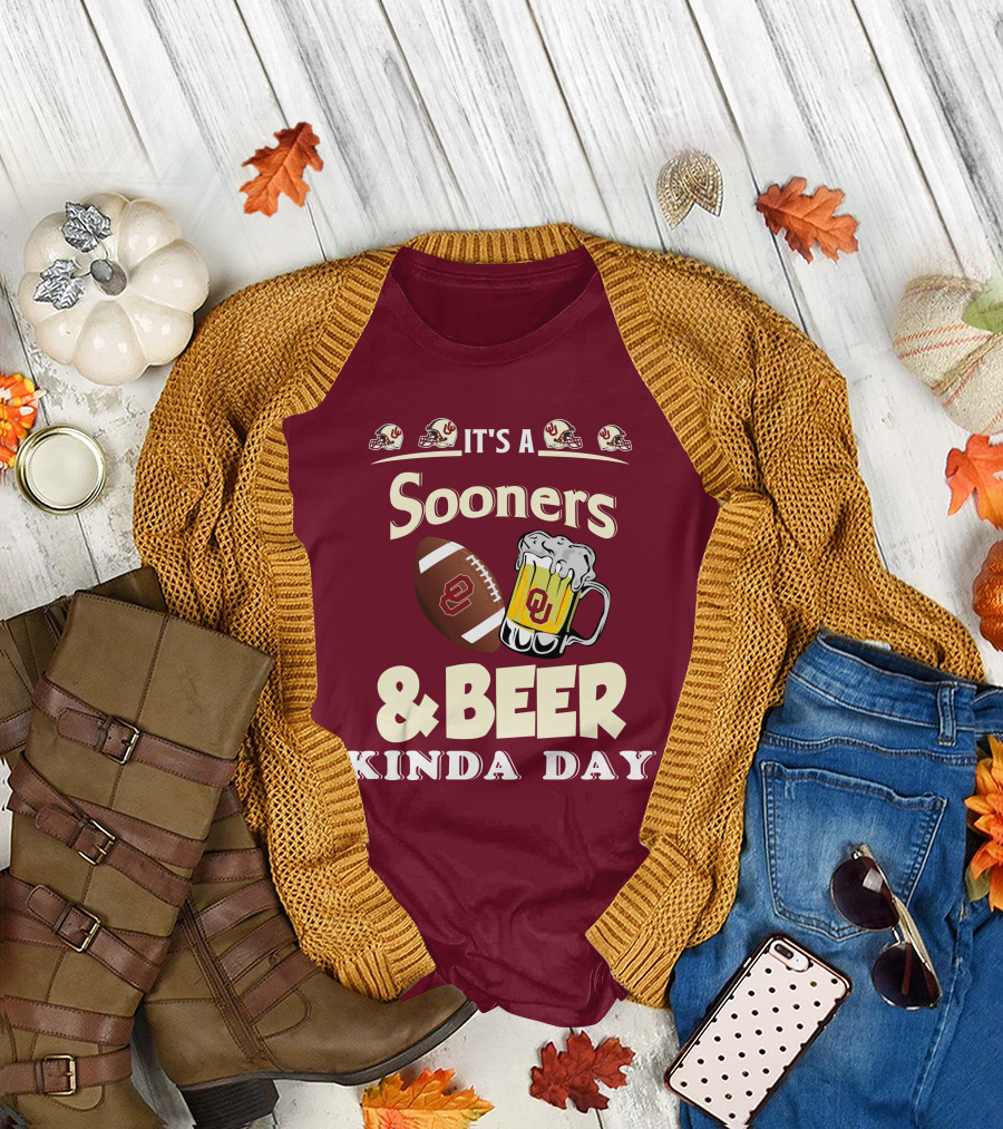 Oklahoma Sooners Football and Beer Kinda Day T-Shirt