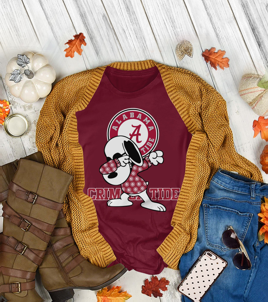 Alabama Crimson Tide Snoopy Dabbing Football Fan Spirit T-Shirt