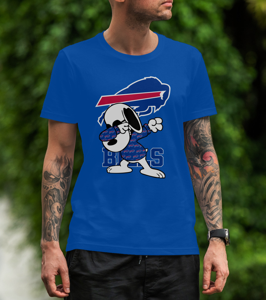 Buffalo Bills Snoopy Dabbing Bills Logo Football T-Shirt