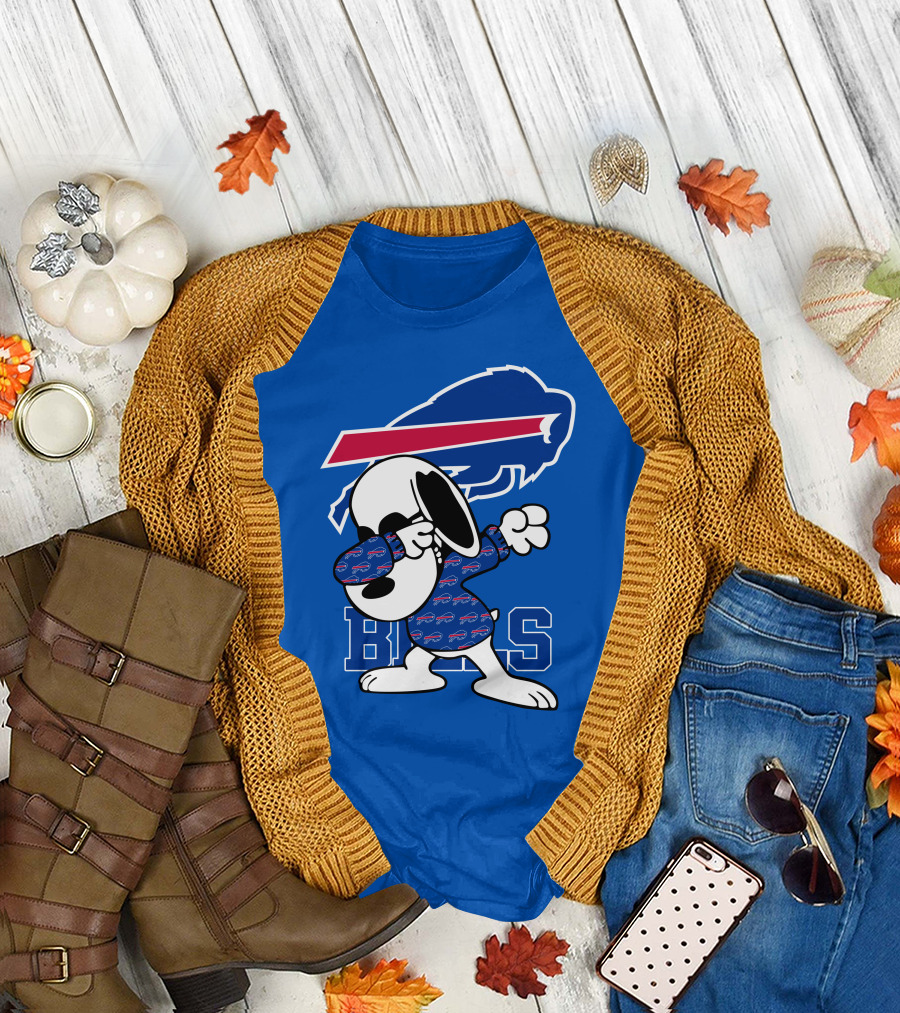 Buffalo Bills Snoopy Dabbing Bills Logo Football T-Shirt
