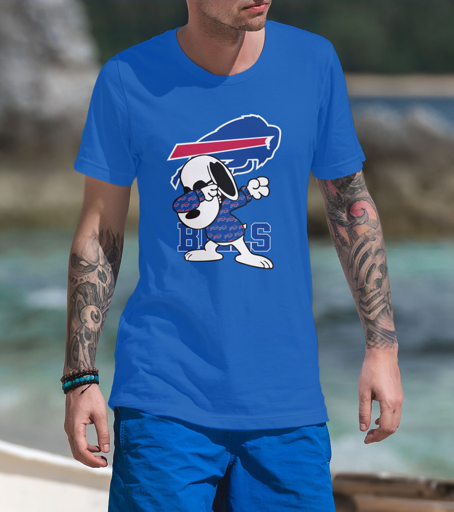 Buffalo Bills Snoopy Dabbing Bills Logo Football T-Shirt