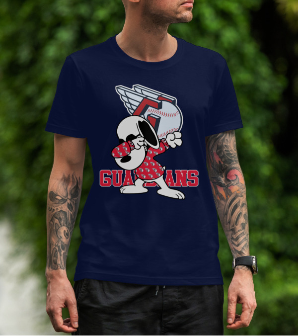 Cleveland Guardians Snoopy Dabbing Baseball T-Shirt