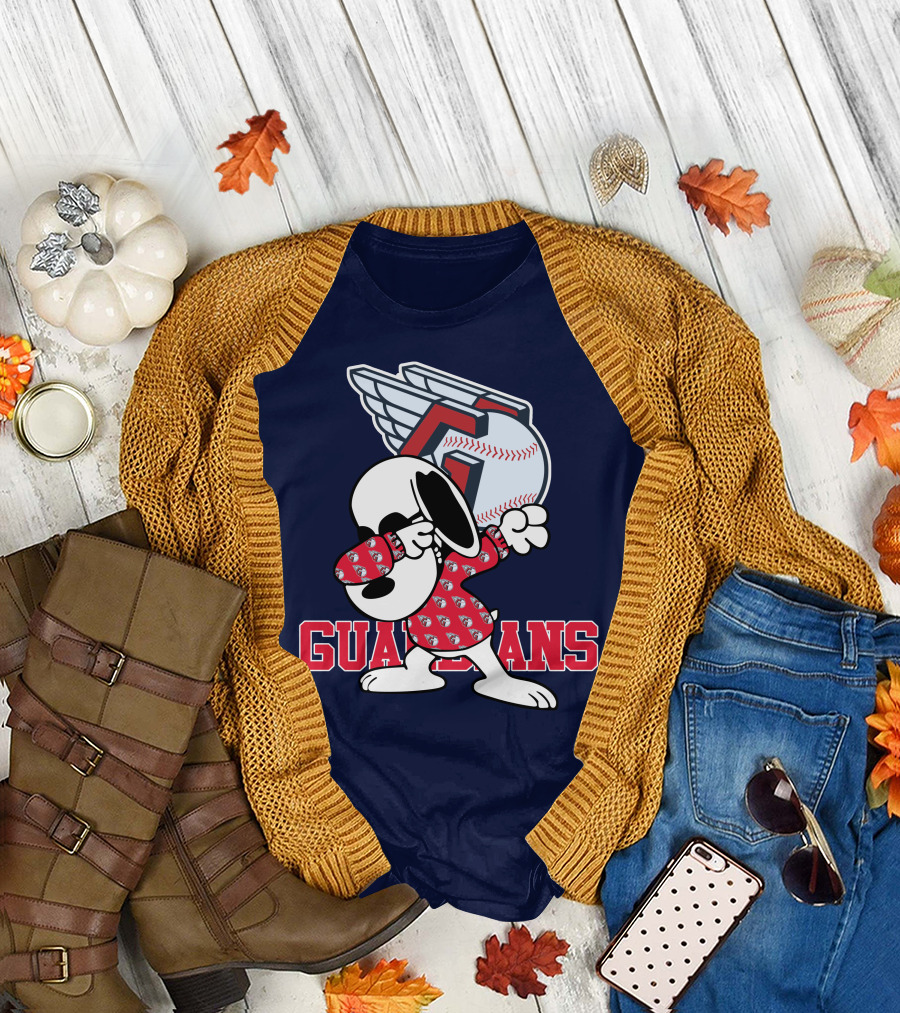 Cleveland Guardians Snoopy Dabbing Baseball T-Shirt