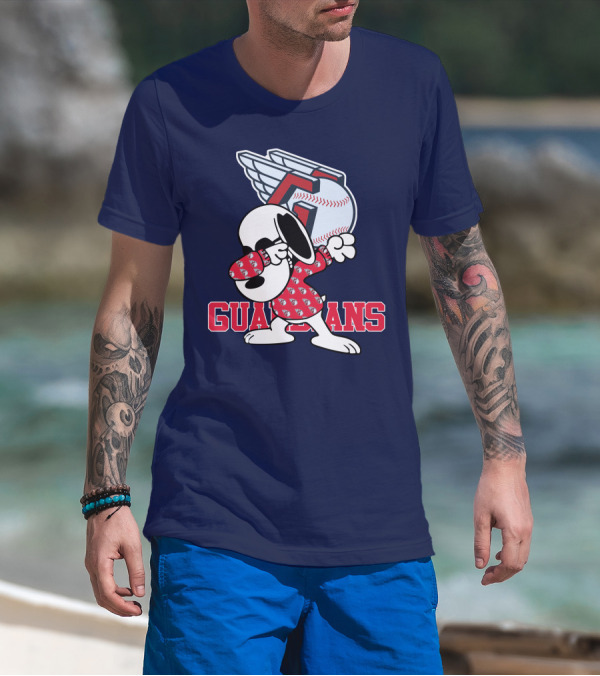 Cleveland Guardians Snoopy Dabbing Baseball T-Shirt